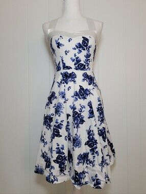 Dresstells Pin Up Dress Vintage Inspired Floral Roses Rockabilly Halter Swing XS
